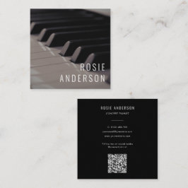 Cartão De Visita Quadrado Teclas de Piano do Músico de Foto Código QR Preto