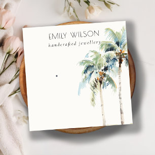 Cartão De Visita Quadrado Tela Chic Tropical Palm Tree Earring