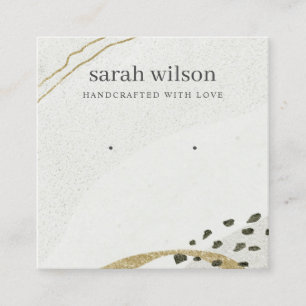 Cartão De Visita Quadrado Tela de abstrato, preto, Dourado, para o ouvido