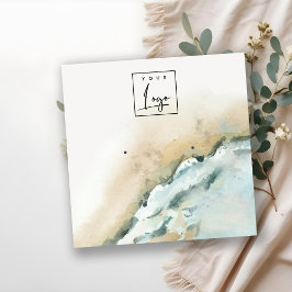 Cartão De Visita Quadrado Tela de Arejamento de Praia das Ondas Costeiras do