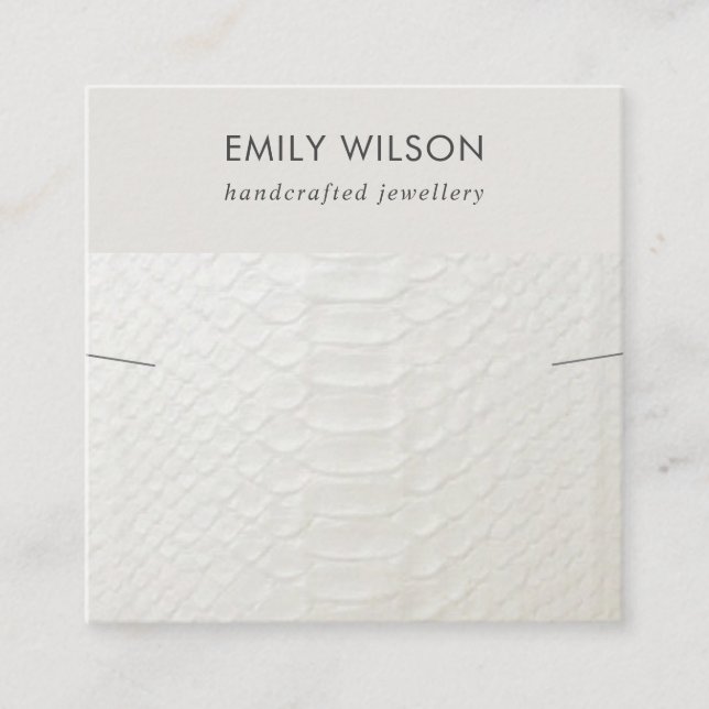 CARTÃO DE VISITA QUADRADO TELA DE BRACELET DE NECKLACE DE TEXTURA BRANCA (Frente)