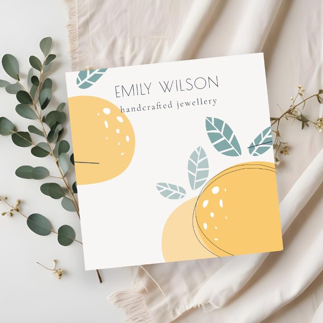 Cartão De Visita Quadrado Tela de colar de frutos com Abstrato de limão-bran (Criador carregado)