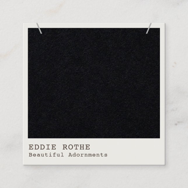 Cartão De Visita Quadrado Tela de Colar Preto Moderno (Frente)