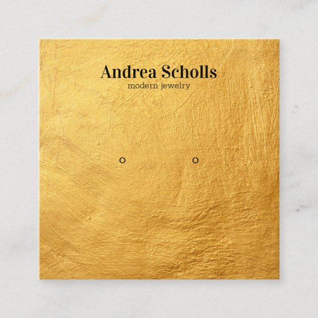 Cartão De Visita Quadrado Tela de Joalharia Branca DOURADA e Faux (Frente)