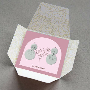 Cartão De Visita Quadrado Tela de Ouvido Justo - Arco Rosa Rosa