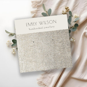 Cartão De Visita Quadrado Tela de Textura de Couro de Pérolas de Prata, Esta