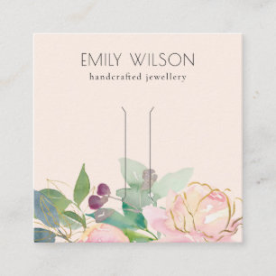 Cartão De Visita Quadrado Tela Dourada do Clipe do Cabelo Floral do Bunch Ro