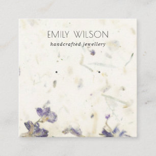Cartão De Visita Quadrado Tela Púrpura Floral de Rato de Papel Emparelhado