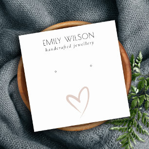 Cartão De Visita Quadrado Tela Simples Elegante Blush Heart Stud Earring