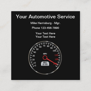 Cartão De Visita Quadrado Tema de Odômetro de Velocímetro Automotivo