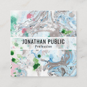 Cartão De Visita Quadrado Tendência Abstrato moderna de tendências verdes, c