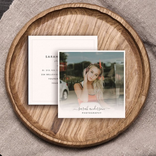 Cartão De Visita Quadrado Tendência de Script de Caligrafia Moderna (Criador carregado)