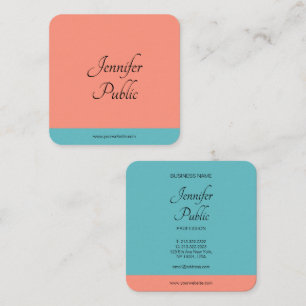Cartão De Visita Quadrado Tendência de Script de Manuscrito Cores Moderno E