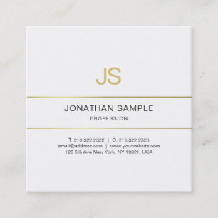 Cartão De Visita Quadrado Tendência Dourada de Design Elegante Monograma Mon