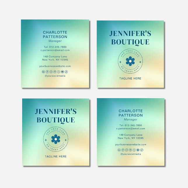 Cartão De Visita Quadrado Tendência moderna de gradiente de Abstrato adicion (Criador carregado)