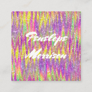 Cartão De Visita Quadrado Tendy Colorful Glitter Makeup Artist and Hair