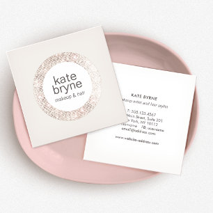 Cartão De Visita Quadrado Tendy Modern Silver Sequin Beauty Salon