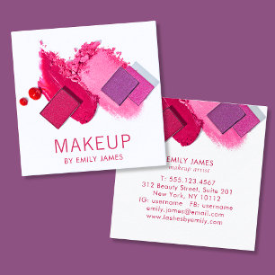 Cartão De Visita Quadrado Tendy Rosa de Silver Modern Chic Makup Artista da