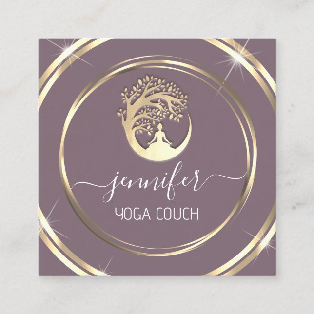Cartão De Visita Quadrado Terapêutica com sofá Yoga Mindfullidade do CÓDIGO  (Frente)