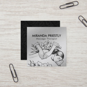 Cartão De Visita Quadrado Terapêutica de Massagem Terapia Mãos Energia Spa B
