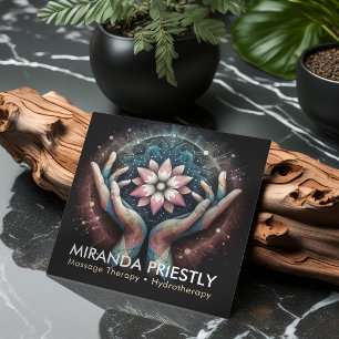 Cartão De Visita Quadrado Terapêutica de Massagem Terapia Mãos Energia Spa B