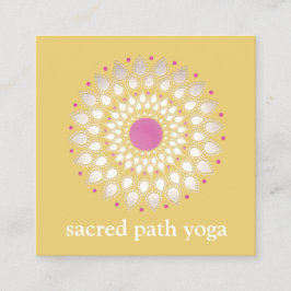 Cartão De Visita Quadrado Terapêutica Exótica De Bem-Estar Amarelo Lotus