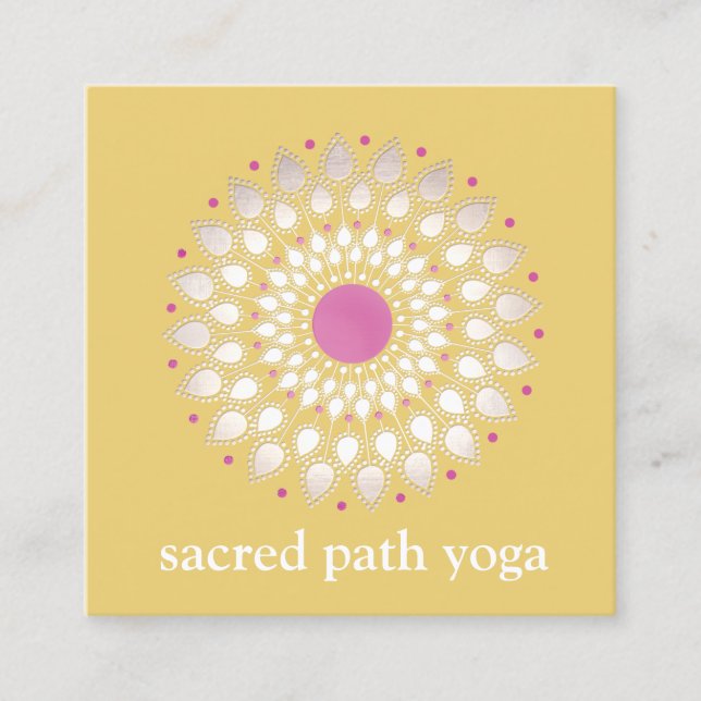 Cartão De Visita Quadrado Terapêutica Exótica De Bem-Estar Amarelo Lotus (Frente)