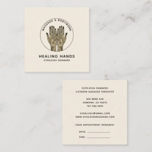 Cartão De Visita Quadrado Terapia de Massagem Com Lembrete de Consulta