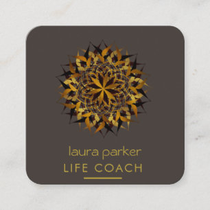 Cartão De Visita Quadrado Terapia Tribal de Arte Yoga Mandala Boho
