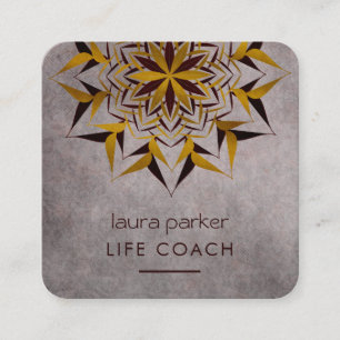Cartão De Visita Quadrado Terapia Tribal de Arte Yoga Mandala Boho