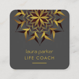 Cartão De Visita Quadrado Terapia Tribal de Arte Yoga Mandala Boho