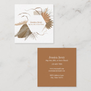 Cartão De Visita Quadrado Terracotta Floral Boho Tropical