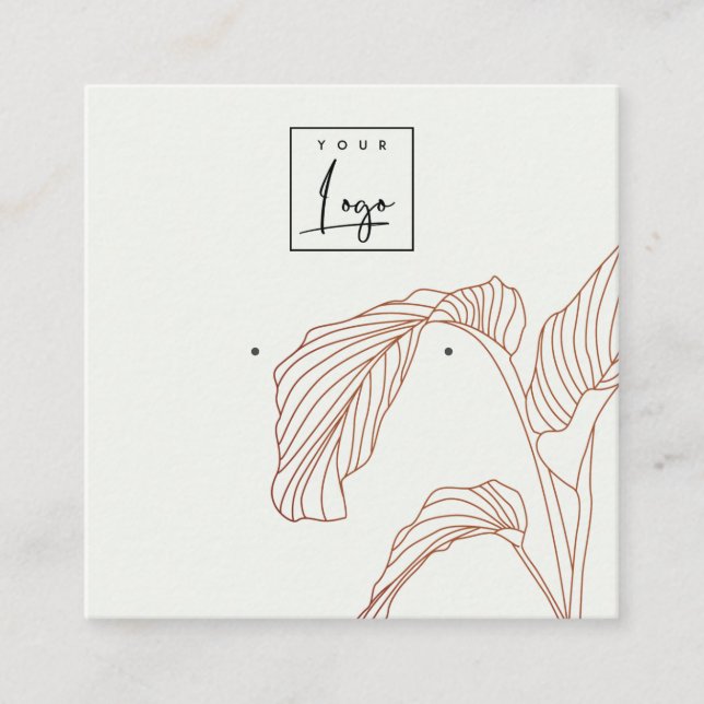Cartão De Visita Quadrado Terracotta Palm Deixa Um Esboço De Arranjo (Frente)