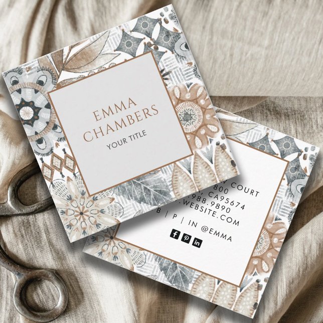 Cartão De Visita Quadrado Terthy Boho Shapes (Criador carregado)