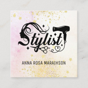 Cartão De Visita Quadrado *~* Tesoura cardíaca Secador de Lobras Cardíacas