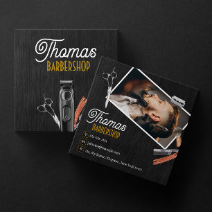 Cartão De Visita Quadrado Tesoura de Foto de Tesoura de Cabeleireiro de Made