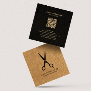 Cartão De Visita Quadrado Tesoura de Salão de Cabelo/Estilista Código QR Fau