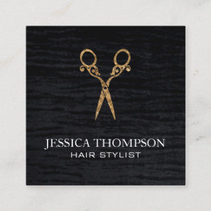 Cartão De Visita Quadrado Tesouras do salão de beleza do rico do impressão