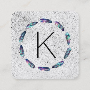 Cartão De Visita Quadrado Teste padrão estelar da pena com monograma