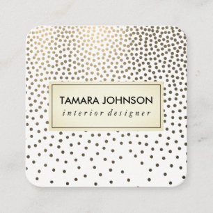 Cartão De Visita Quadrado Teste padrão salpicado Dourado Luxe