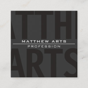 Cartão De Visita Quadrado Texto Branco de Cinzas Escuras Muito Modernas