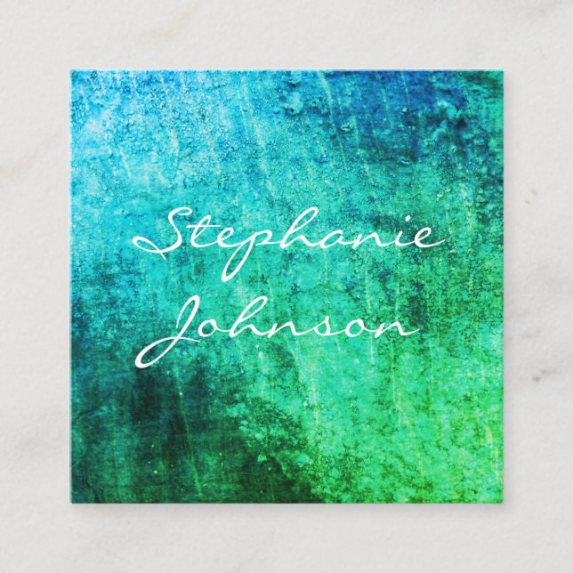 Cartão De Visita Quadrado Texto Cursivo Colorido do Chic (Frente)