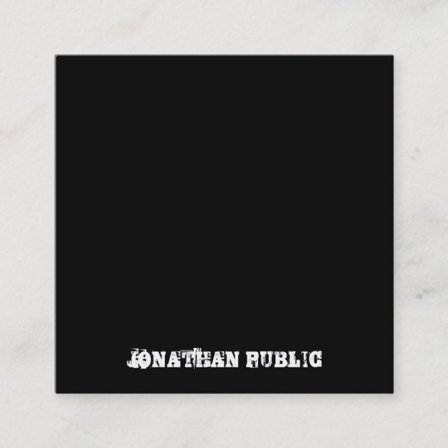 Cartão De Visita Quadrado Texto Distinto, Preto e Branco, Modelo (Frente)