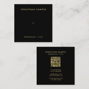 Cartão De Visita Quadrado Texto DouradoCódigo QR moderno Elegante Modelo pre