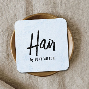 Cartão De Visita Quadrado Texto Elegante moderno Estilo de Cabelo Azul-Claro