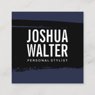 Cartão De Visita Quadrado Texto Negrito Simples Azul Preto Bruto