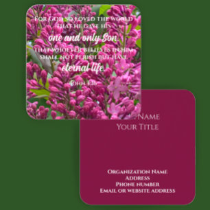 Cartão De Visita Quadrado Texto Personalizado De Foto Do Flor Da Placa De Es