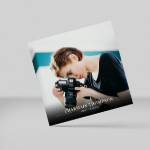 Cartão De Visita Quadrado Texto preto e branco minimalista moderno Foto