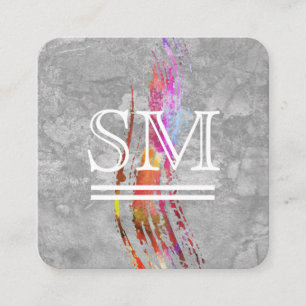 Cartão De Visita Quadrado Textura Bruta Contemporânea