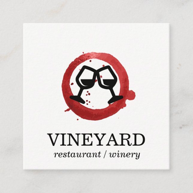 Cartão De Visita Quadrado Textura Bruta Expressa / Vidro De Vinho | Torradas (Frente)